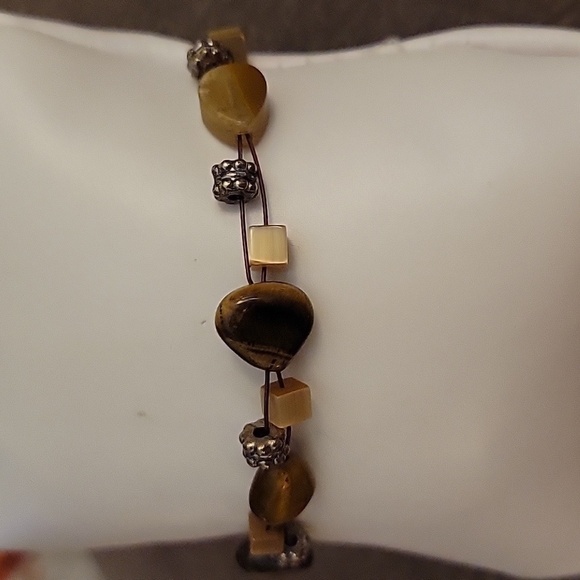 3/$30 HANDMADE Cowboy Core Western Tiger Eye Beaded Twisted Torsade Bracelet - Picture 2 of 5